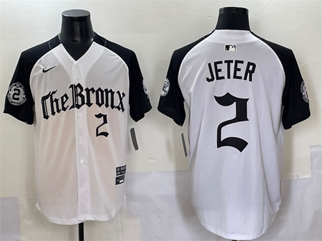 Men's New York Yankees #2 Derek Jeter White/Black 'Gothic Legacy Edition' Vapor Premier Limited Stitched Baseball Jersey